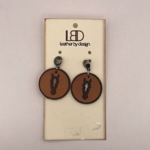 Leather By Design Earrings Horse Head Brown Cutout Post Western Equestrian